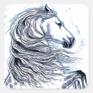 Andalusian Horse blue Square Sticker