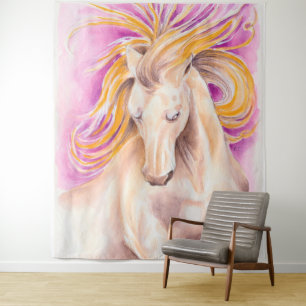 Andalusian Horse Purple Violet Watercolor Art Tapestry