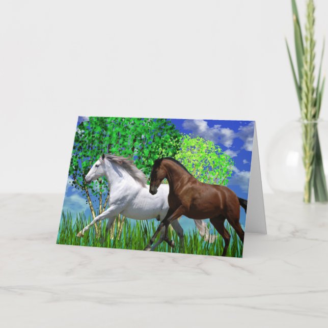 ANDALUSIAN HORSES RUNNING Greeting Card (Front)