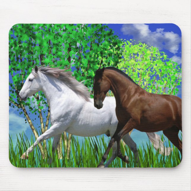 ANDALUSIAN HORSES RUNNING Mousepad (Front)