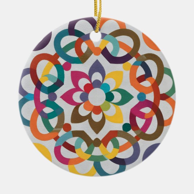 Andalusian-Moroccan mosaics Ceramic Tree Decoration (Front)