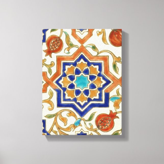 Andalusian Pomegranate & Blue Star Canvas Print (Front)