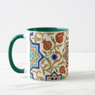 Andalusian Pomegranate & Blue Star Geometric Tile  Mug