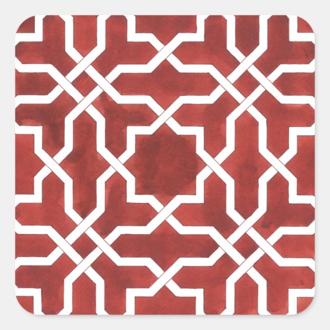 Andalusian red mosaic ALHAMBRA Square Sticker (Front)