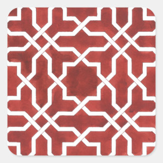 Andalusian red mosaic ALHAMBRA Square Sticker