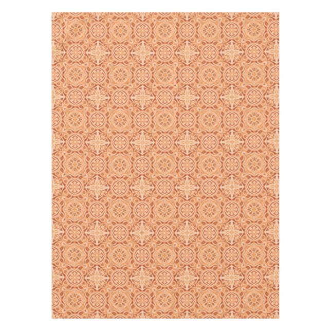 Andalusian Star Pattern in Peach and Terracotta Tablecloth (Front)