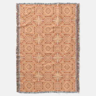 Andalusian Star Pattern in Peach and Terracotta Throw Blanket