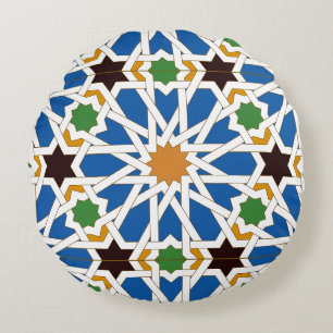 Andalusian Tiles 10 (Real Alcazar, Seville) Round Cushion