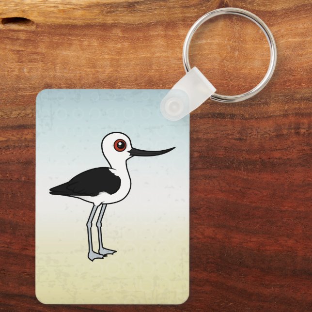 Andean Avocet Cute Birdorable Cartoon Bird Key Ring (Back)