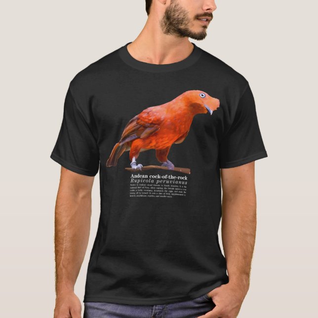 Andean Cock-Of-The-Rock Bird On The Rocks T-Shirt (Front)