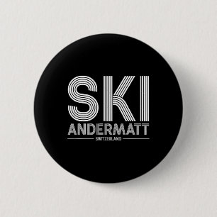 Andermatt Ski Resort Swiss Alps Skiing Switzerland 6 Cm Round Badge
