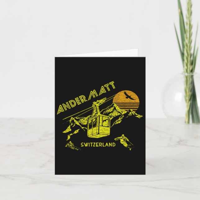 Andermatt Switzerland Retro Skiing Tee  Card (Front)