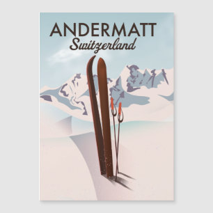 Andermatt Switzerland ski poster travel print.