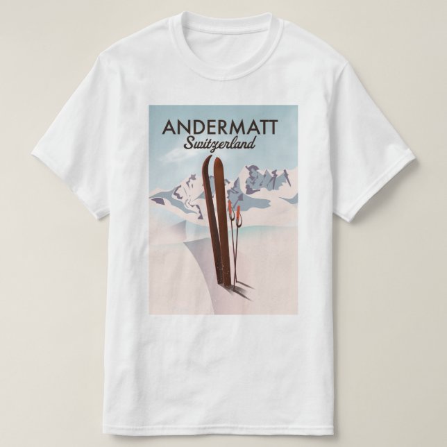 Andermatt Switzerland ski poster travel print. T-Shirt (Design Front)