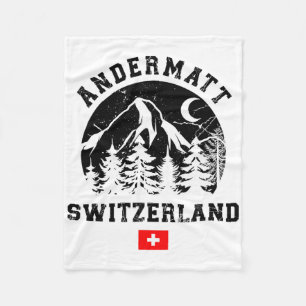 Andermatt Switzerland Ski Resort Alps Alpine Skiin Fleece Blanket