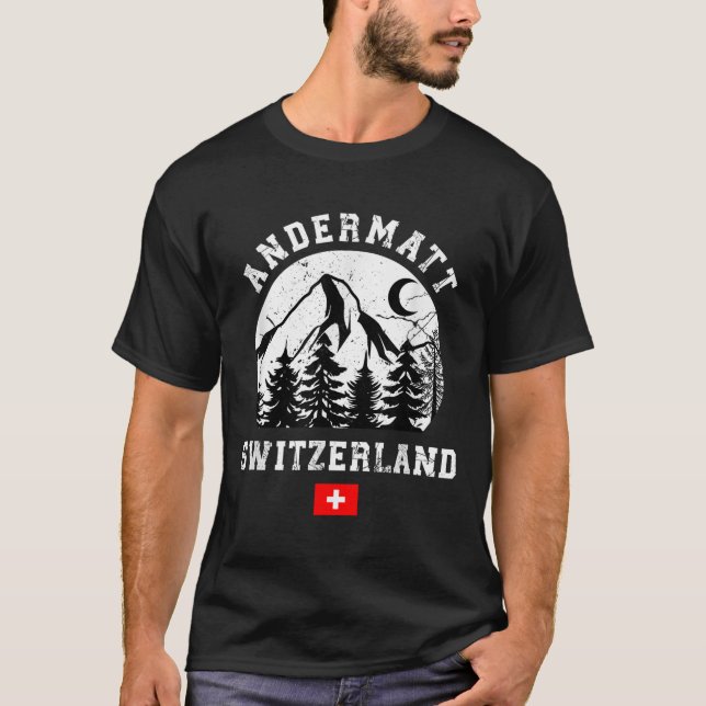 Andermatt Switzerland Ski Resort Alps Alpine Skiin T-Shirt (Front)