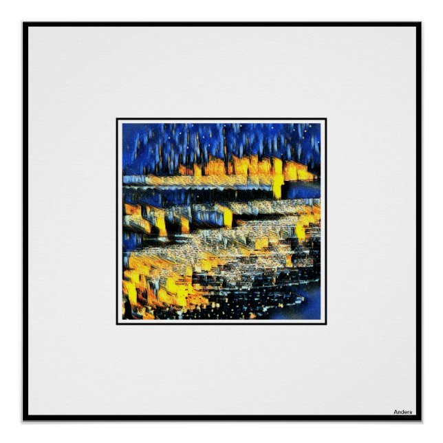 Anders Artistry*Blue Impressionist Blue Waves* Poster (Front)