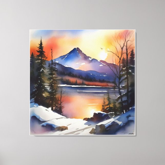 Anders Artistry* Sunrise Over Lake & Mountains* Canvas Print (Front)