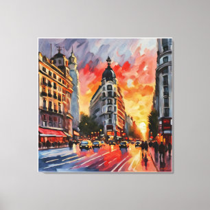 Anders Artistry* Sunset on Grand Via. Madrid,Spain Canvas Print