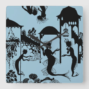 Andersen: Little Mermaid Silhouette Square Wall Clock