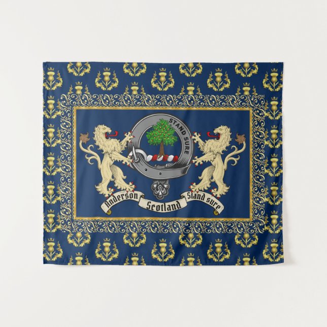 Anderson Clan Badge & Motto w/Lions Tapestry (Front (Horizontal))