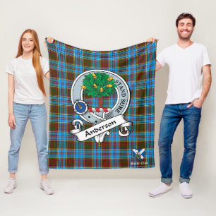 Anderson Clan Badge Scot Tartan Plaid Fleece Blanket