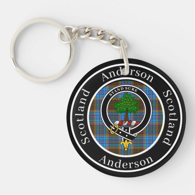 Anderson Clan Badge & Tartan Acrylic Key Ring (Front)