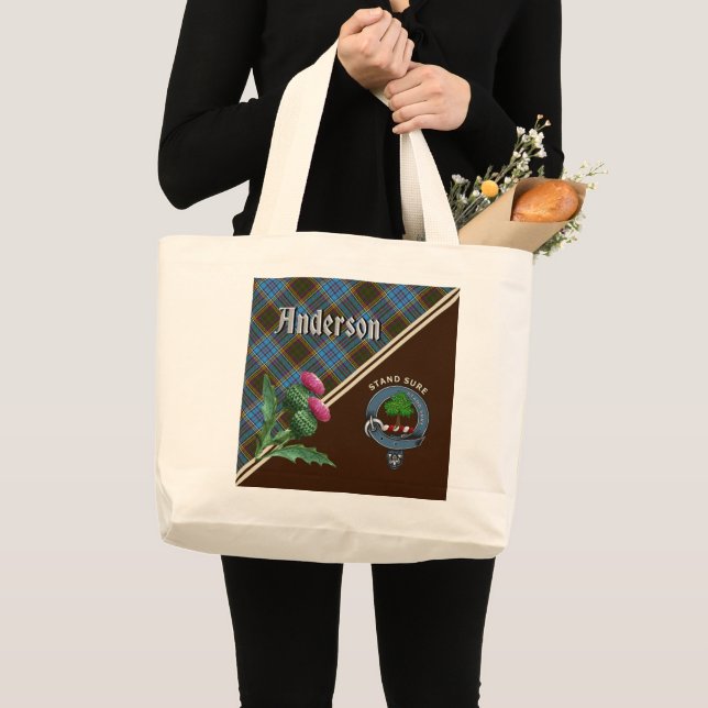 Anderson Clan Badge & Tartan Large Tote Bag (Front (Product))
