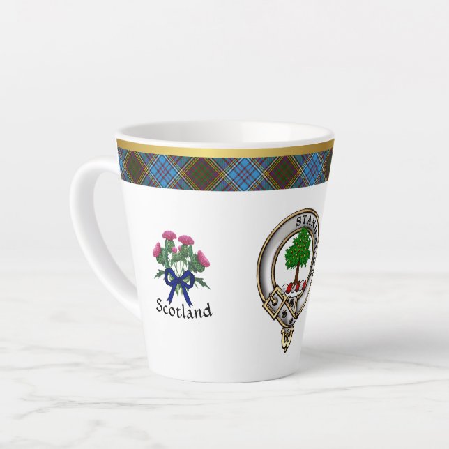Anderson Clan Badge & Tartan Latte Mug (Left Angle)