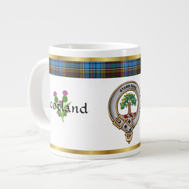 Anderson Clan Badge Tartan & Motto Large Coffee Mug (Front Left)