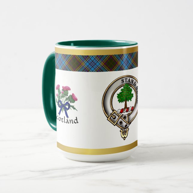 Anderson Clan Badge Tartan & Motto Mug (Front Left)