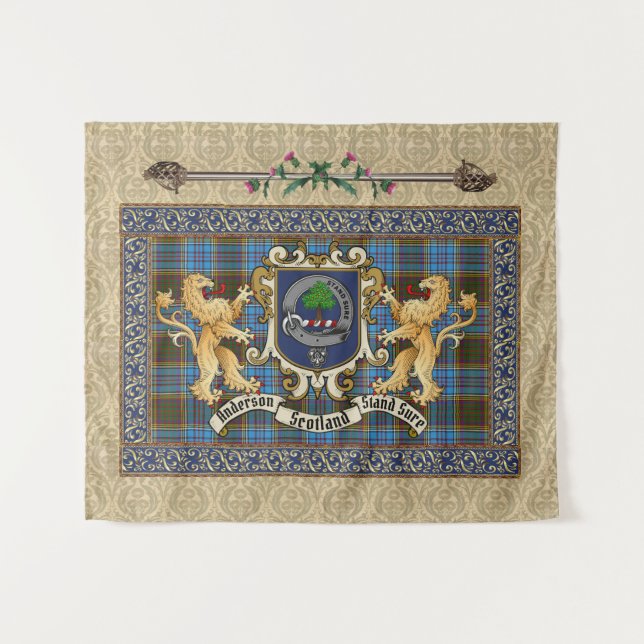 Anderson Clan Badge & Tartan w/Lions  Tapestry (Front (Horizontal))