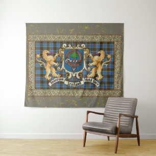 Anderson Clan Badge & Tartan w/Lions  Tapestry