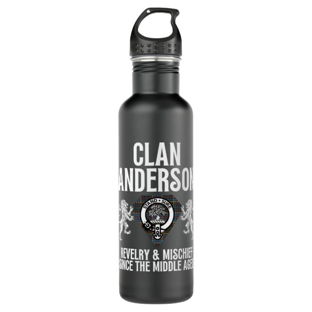 Anderson Clan Scottish Name Coat Of Arms Tartan    710 Ml Water Bottle (Front)