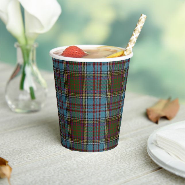 Anderson Clan Scottish Plaid Pattern Paper Cups (Insitu)