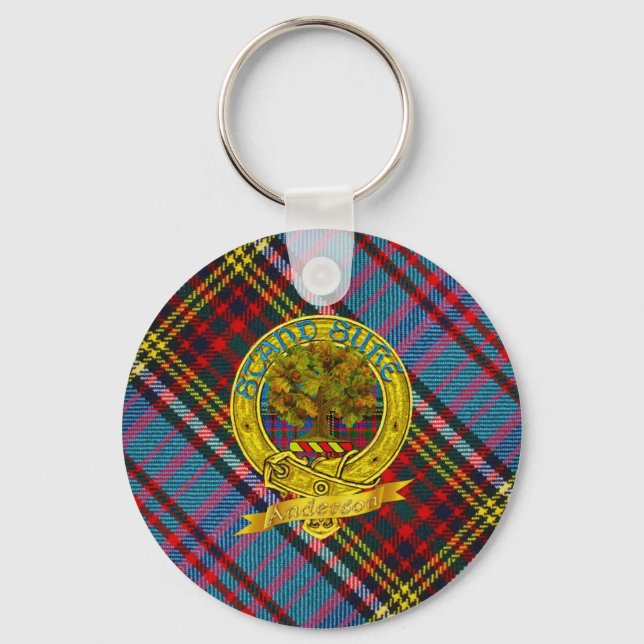 Anderson Clan Tartan & Motif Key Ring (Front)
