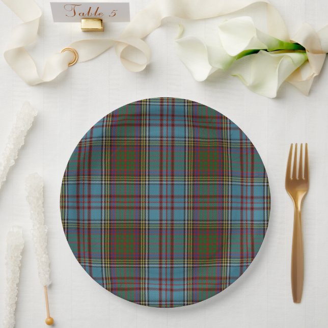 Anderson Clan Tartan Plaid Pattern Scottish Paper Plate (Wedding)