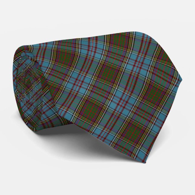 Anderson Clan Tartan Plaid Pattern Scottish Tie (Rolled)