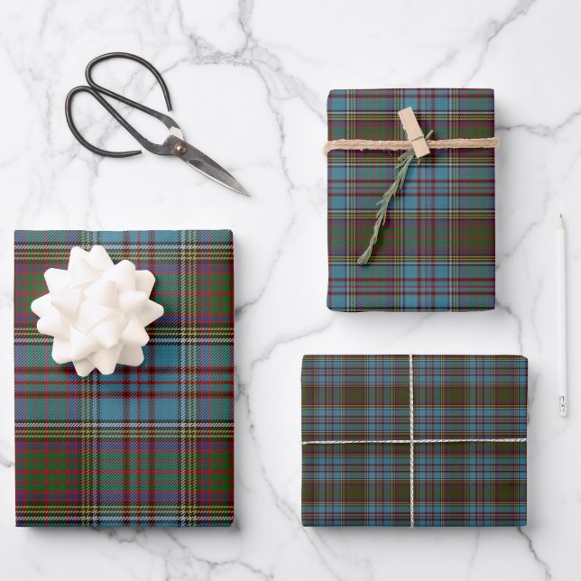 Anderson Clan Tartan Plaid Pattern Scottish Wrapping Paper Sheet (Front)
