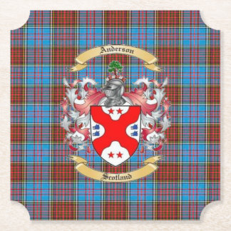 Anderson Crest w/ Anderson Tartan 6  Coasters