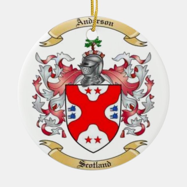 Anderson Family Crest*  Ceramic Tree Decoration (Front)