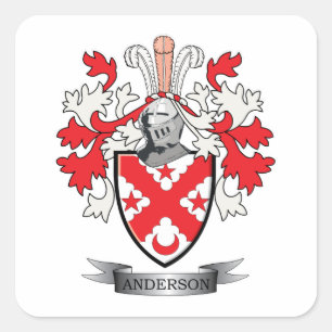 Anderson Family Crest Coat of Arms Square Sticker