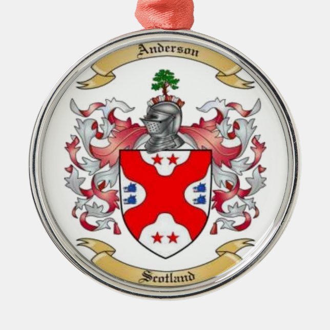 Anderson Family Crest*   Metal Tree Decoration (Front)