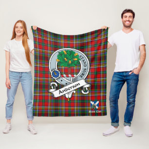 Anderson Of Arbrake Clan Badge Scot Tartan Plaid Fleece Blanket