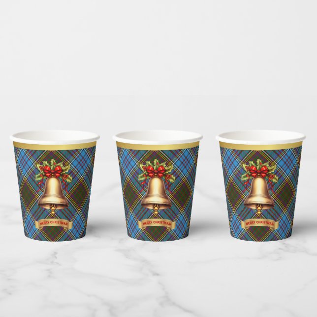 Anderson Personalised Tartan Christmas Paper Cups (Multi)