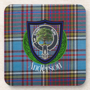 Anderson Scottish Clan Tartan and Crest Coaster