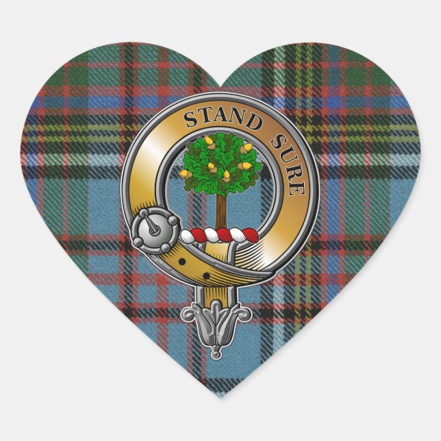 Anderson Tartan & Badge Heart Sticker (Front)
