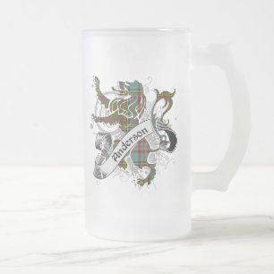 Anderson Tartan Lion Frosted Glass Beer Mug