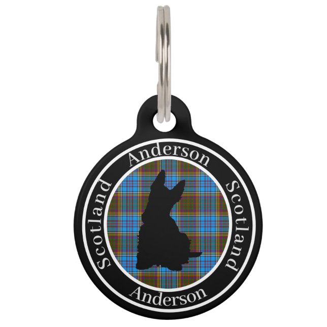 Anderson Tartan & Scottie Dog Personalised  Pet Tag (Front)