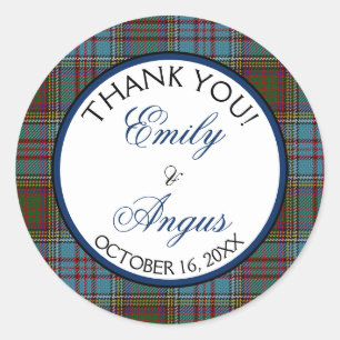 Anderson Tartan Scottish Wedding Thank You Classic Round Sticker